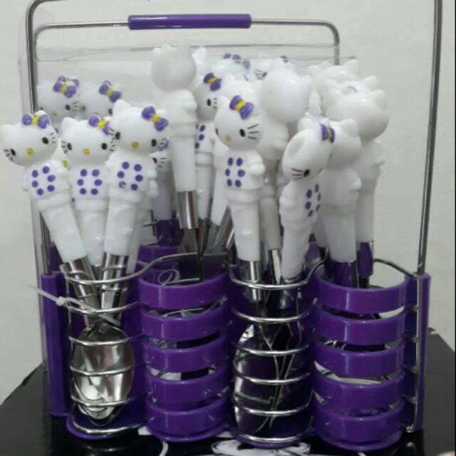Sendok set hello kitty ungu