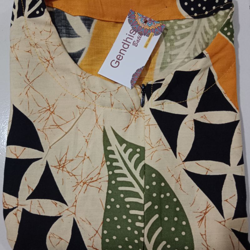 daster batik kelelawar jumbo XXXL LD 140 busui, bahan rayon super tebal dan adem busui-Lowo ayu kuning
