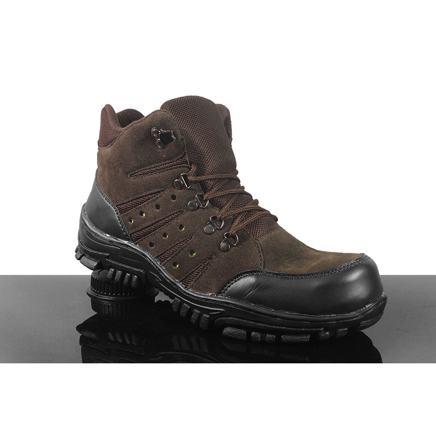 SM88 - Sepatu Murah Cowok Crocodile Macan Coklat Boots Safety Pria Outdoor Hiking Gunung Kekinian