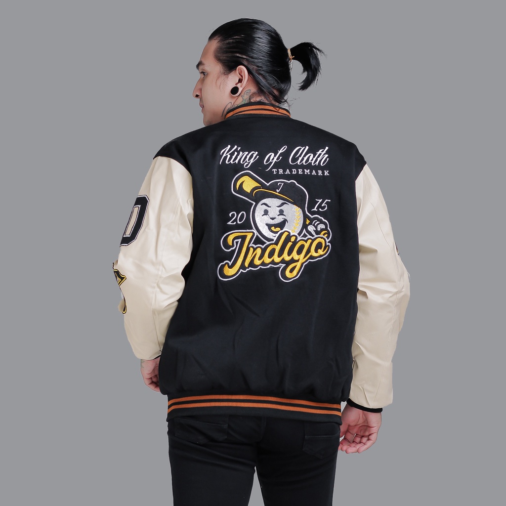 JAKET BASEBALL VARSITY FULL BORDIR BRANDED INDIGO