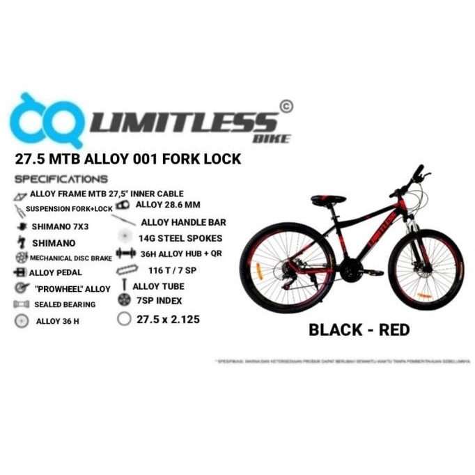Sepeda 27.5 Mtb Alloy 001 Fork Lock/Sepeda Gunung/Limitless Goriandriko