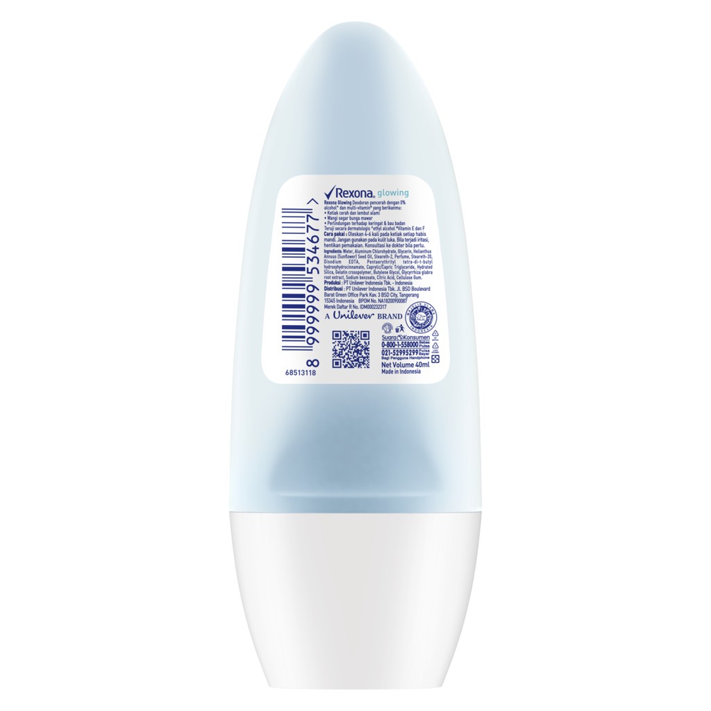 REXONA DEODORANT ROLL ON GLOWING WHITE 40 ML