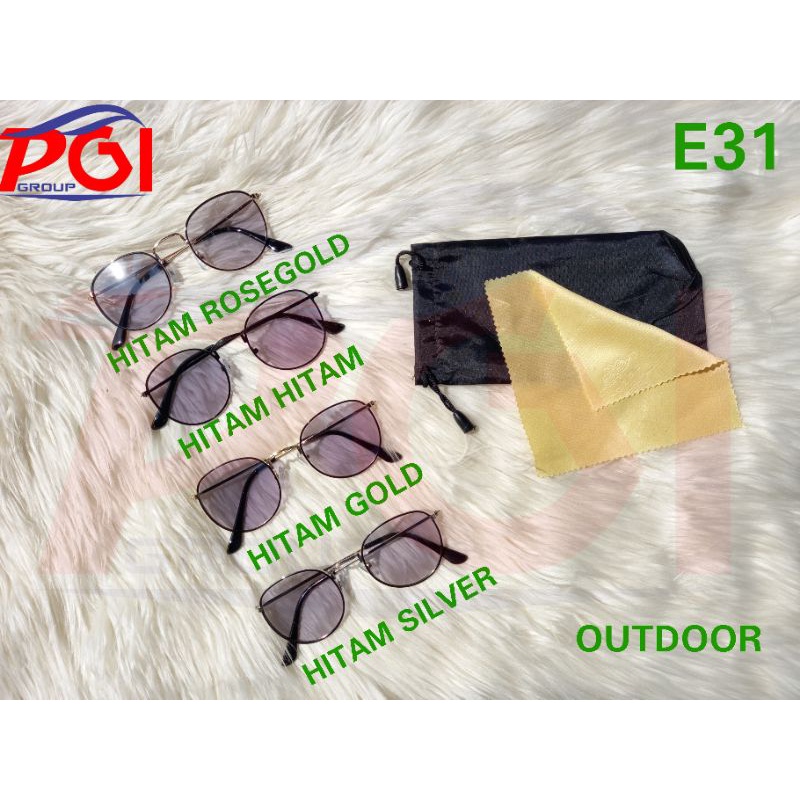 E ( E31 ) KACAMATA PHOTOCROMIC BENTUK OVAL 3 IN 1 ( FREE POUCH + LAP KACAMATA )