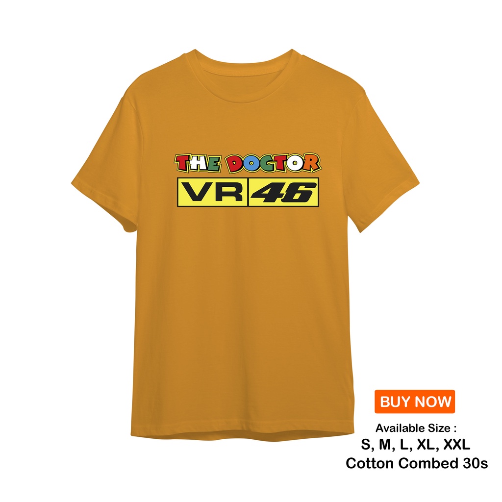 Kaos Baju Valentino Rosi VR46 The Doctor Cotton Combed 30s  S, M, L, XL, XXL Terlaris