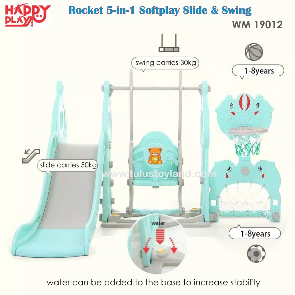 Perosotan Ayunan 5 in 1 Happy Play Rocket 5in1 Softplay Slide Swing Anak WM 19012 Soft Play WM19012