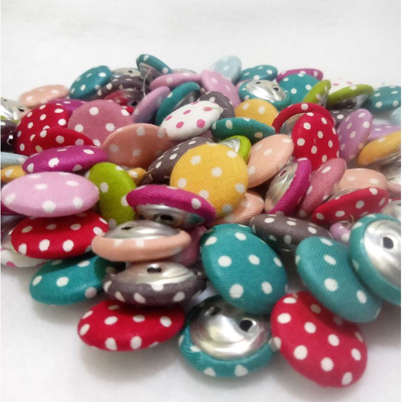 Fabric Button / Kancing Bungkus Polka 1,8cm per 50 pcs