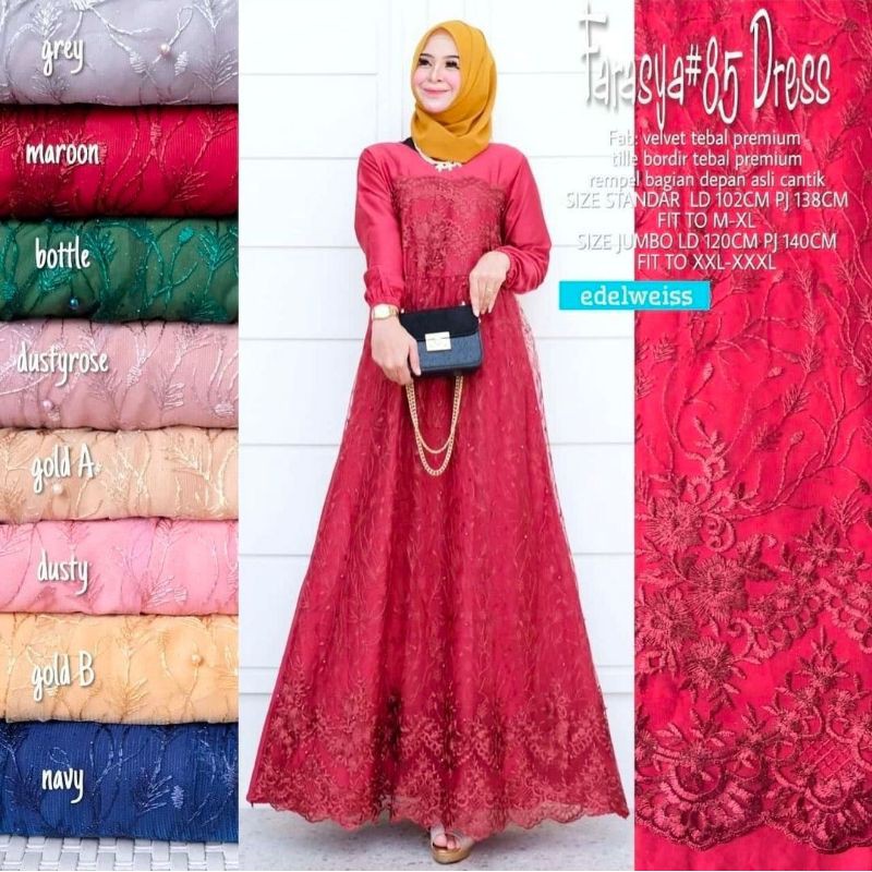 FARASYA DRESS, Dress Pesta Mewah Standar-Jumbo Bisa COD / GAMIS PESTA TERBARU 2022 / DRESS TILLE STA