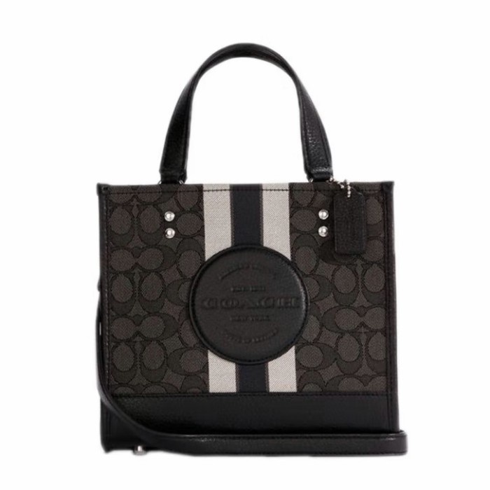 C0ach's Signature Jacquard Striped Dempsey Tote Black