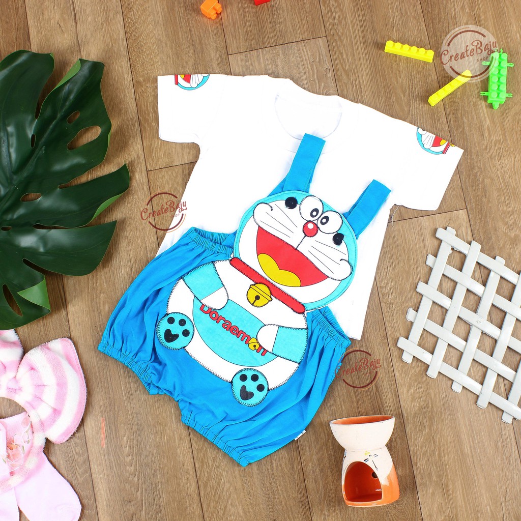 Baju Bayi Doraemon Allsize 2-12 bln Jumper Bayi Bodysuit Lengan Pendek