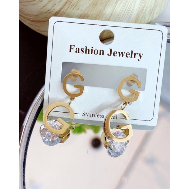 Anting Titanium Stainless steel ori anti karat Earring Gold Gc Premium Quality at0102