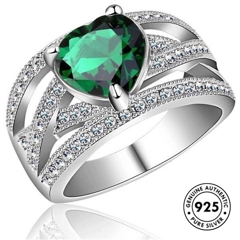 Cincin Sterling Silver 925 Bentuk Hati Elegan Untuk Wanita