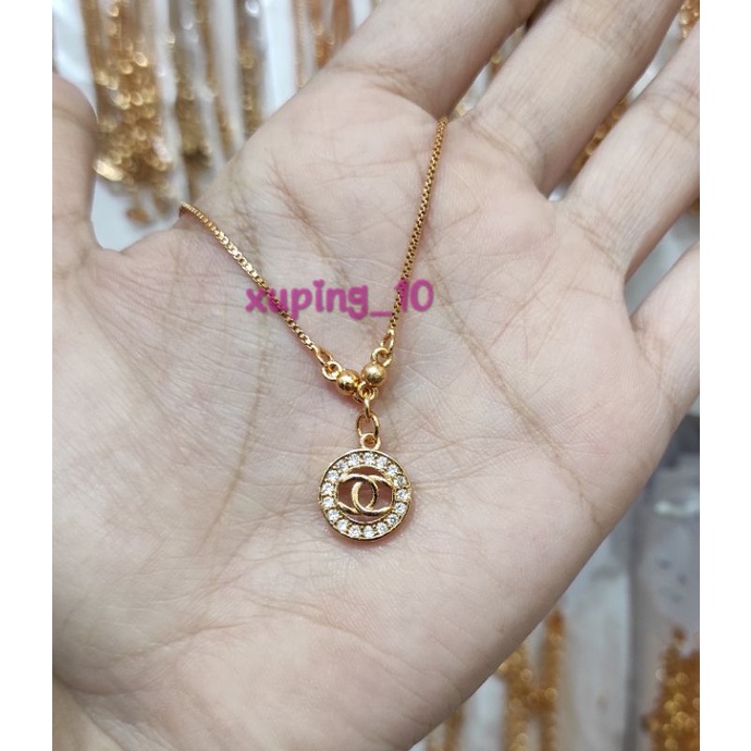 Kalung Anak Motif Chanel Permata Lapis Emas 18K Perhiasan Wanita Fashion