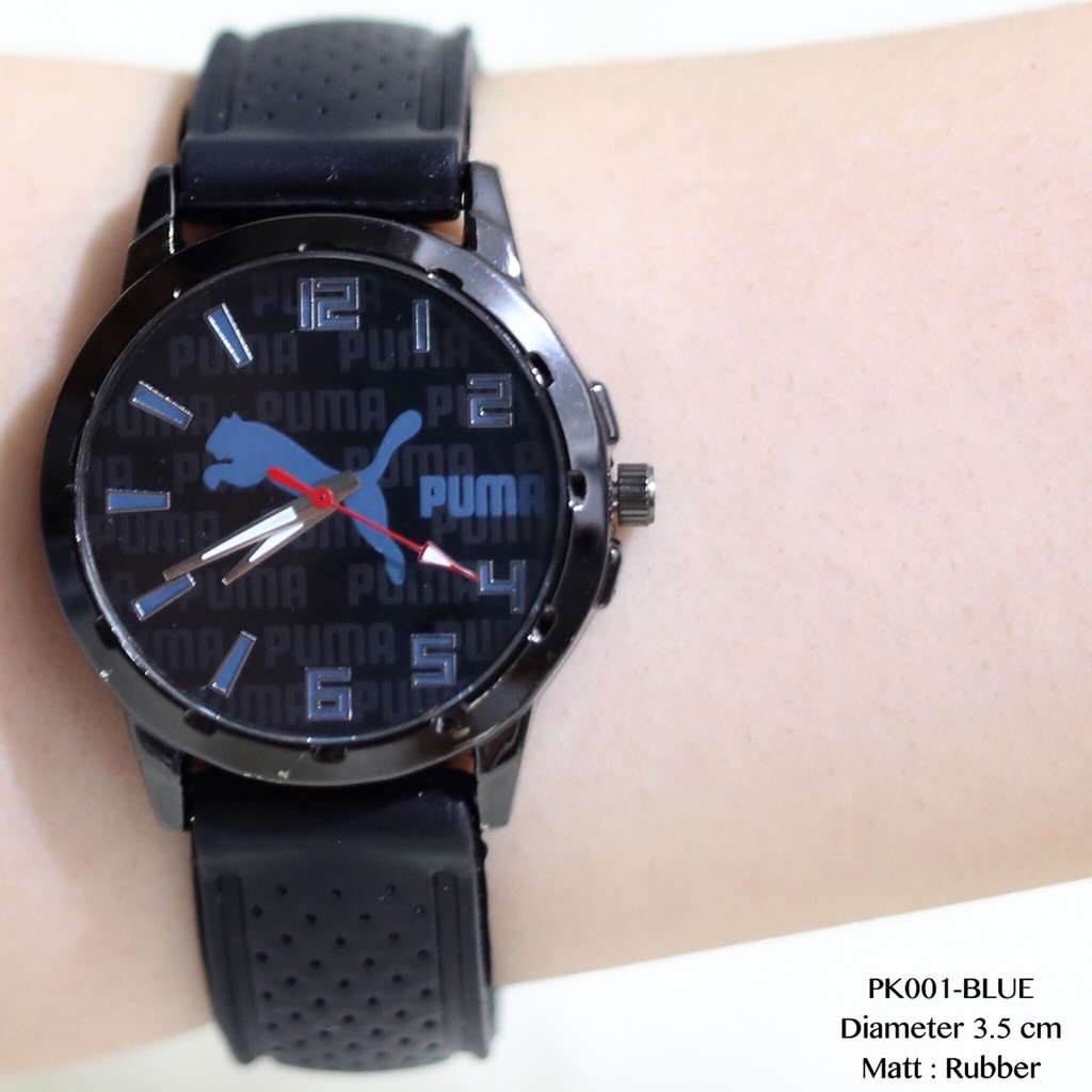 Jam tangan wanita sporty karet rubber casual hitam PK001 SA070