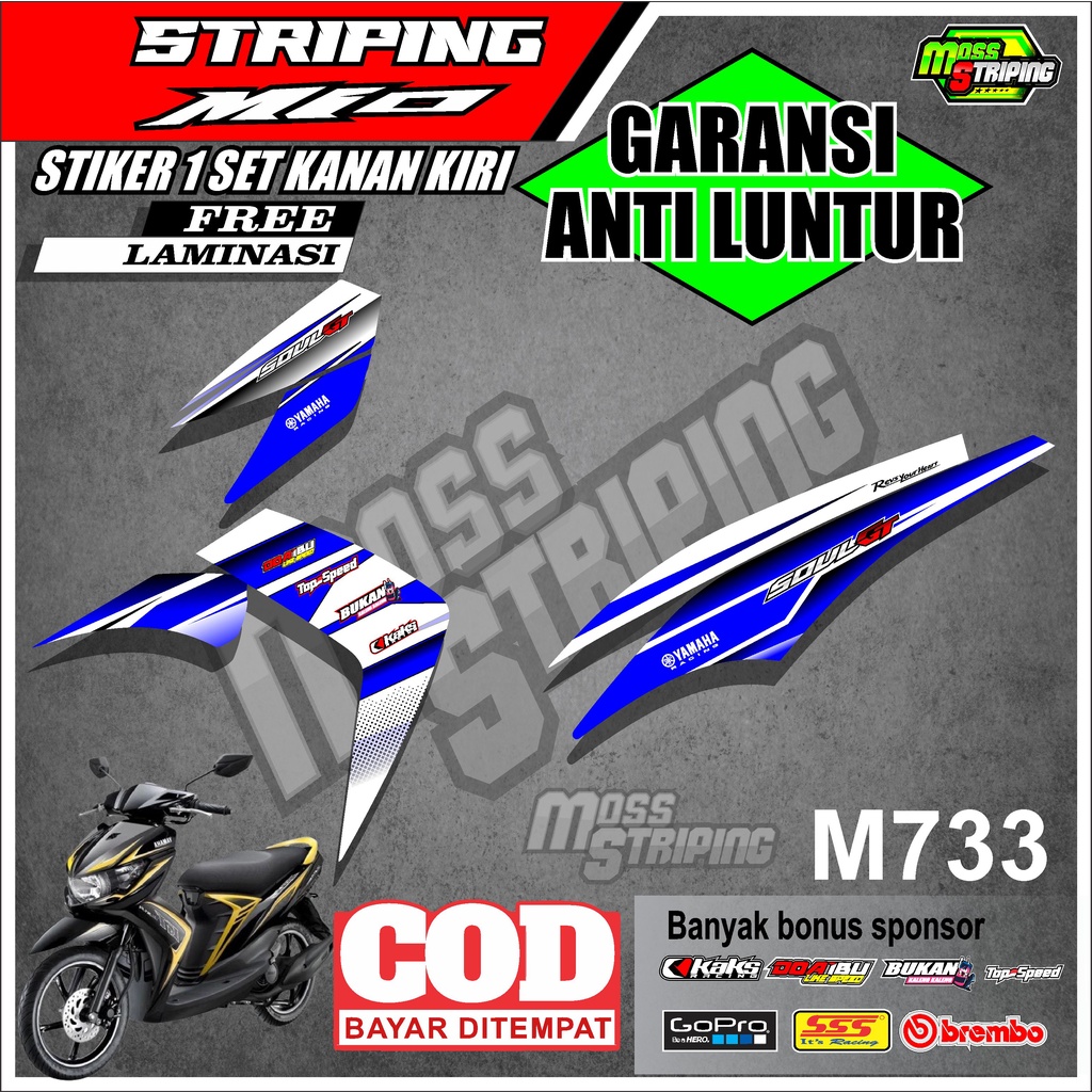 STIKER MOTOR STRIPING YAMAHA MIO SOUL GT KODE M733 STICKER MOTOR SETRIPING LIST VARIASI MIO SOUL GT 
