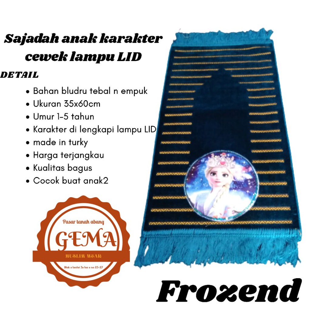 sajadah anak karakter cewek frozend lampu lid