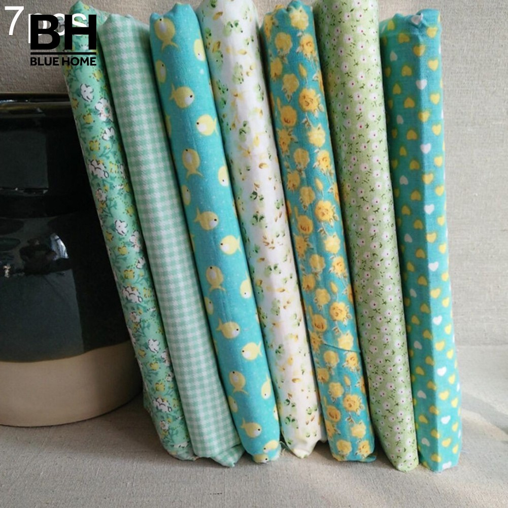 7Pcs DIY Kain  Perca  dengan Bahan Katun  dan Gambar Motif 