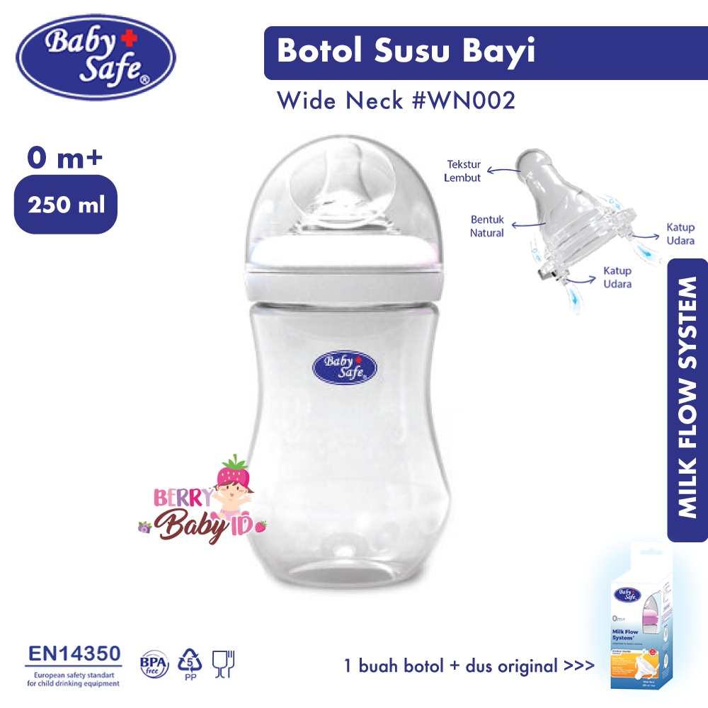 Baby Safe Botol Susu Bayi 260 Ml Wide Neck Baby Bottle Berry Mart