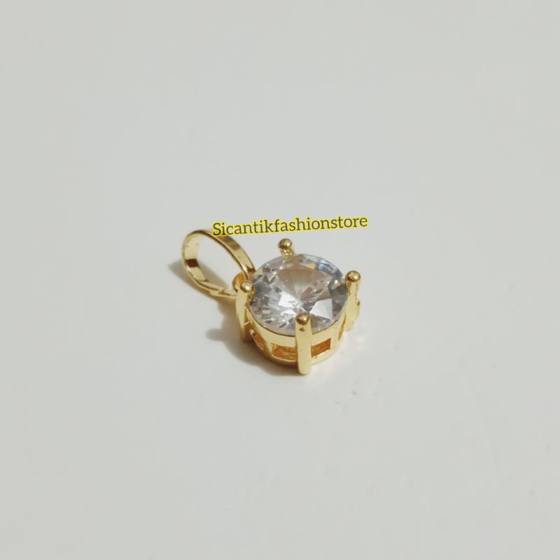 Liontin Titanium permata bulat gold Terlaris anti Karat tidak luntur liontin Gold Fashion wanita