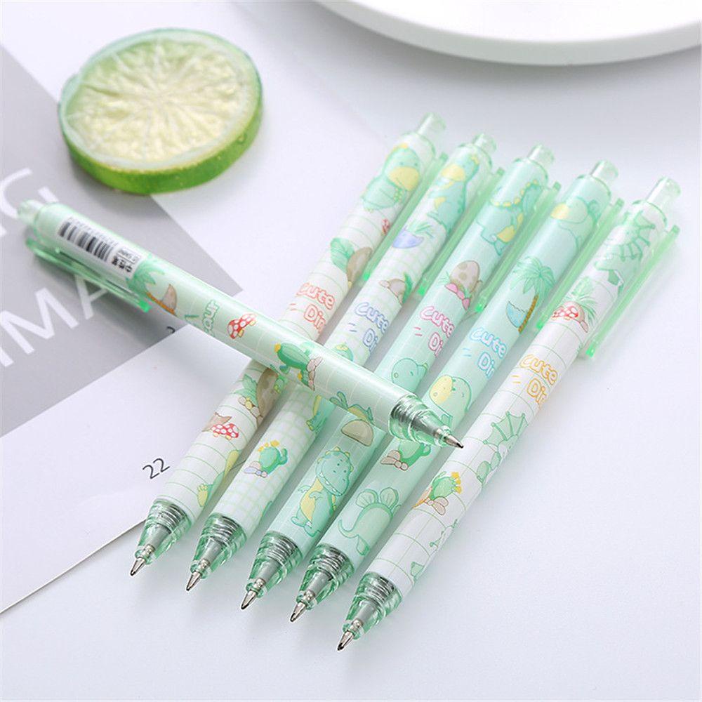 Populer 6Pcs/Set Gel Pen Sekolah Siswa Lucu Stationary Cepat Kering Hitam