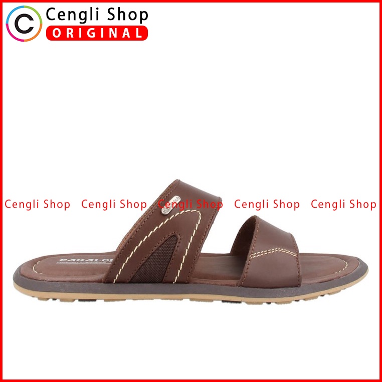 SANDAL SLIDE PAKALOLO PRIA ORIGINAL CASUAL KULIT ASLI COKLAT PB43