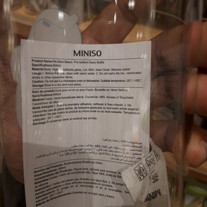 Miniso Botol Minum Gelas Webare Bear