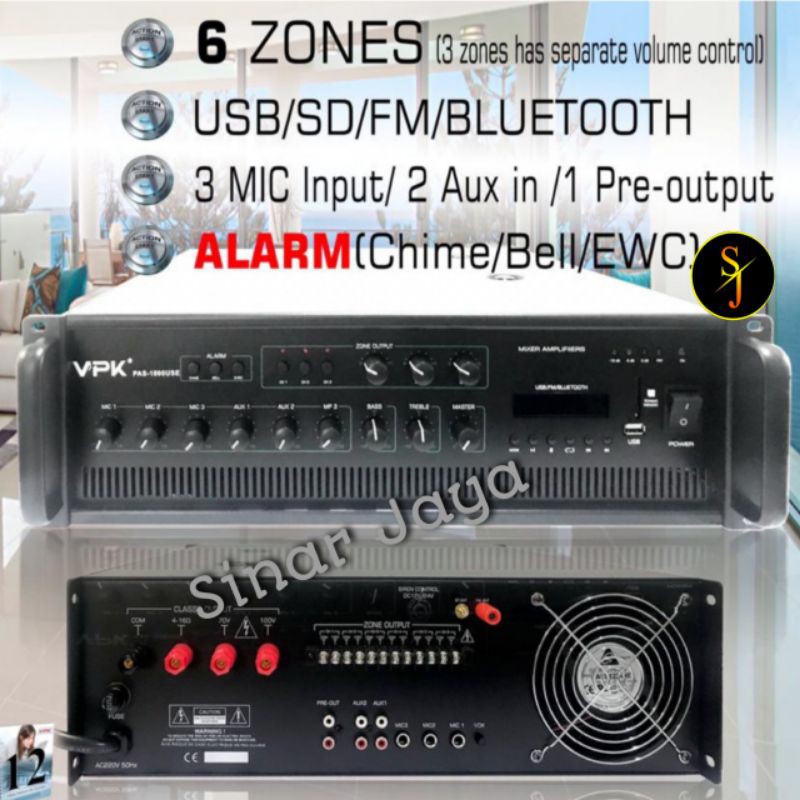 Amplifier 1000watts / 6 Zone VPK PAS 1000USE