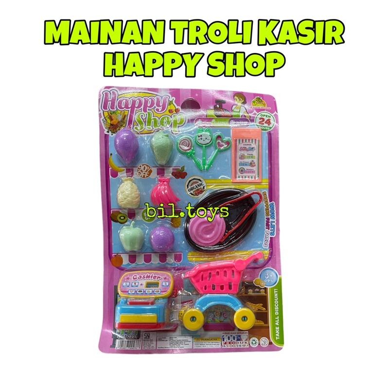 MAINAN ANAK TROLI DAN KASIR MINI HAPPY SHOP CASHIER TROLLEY