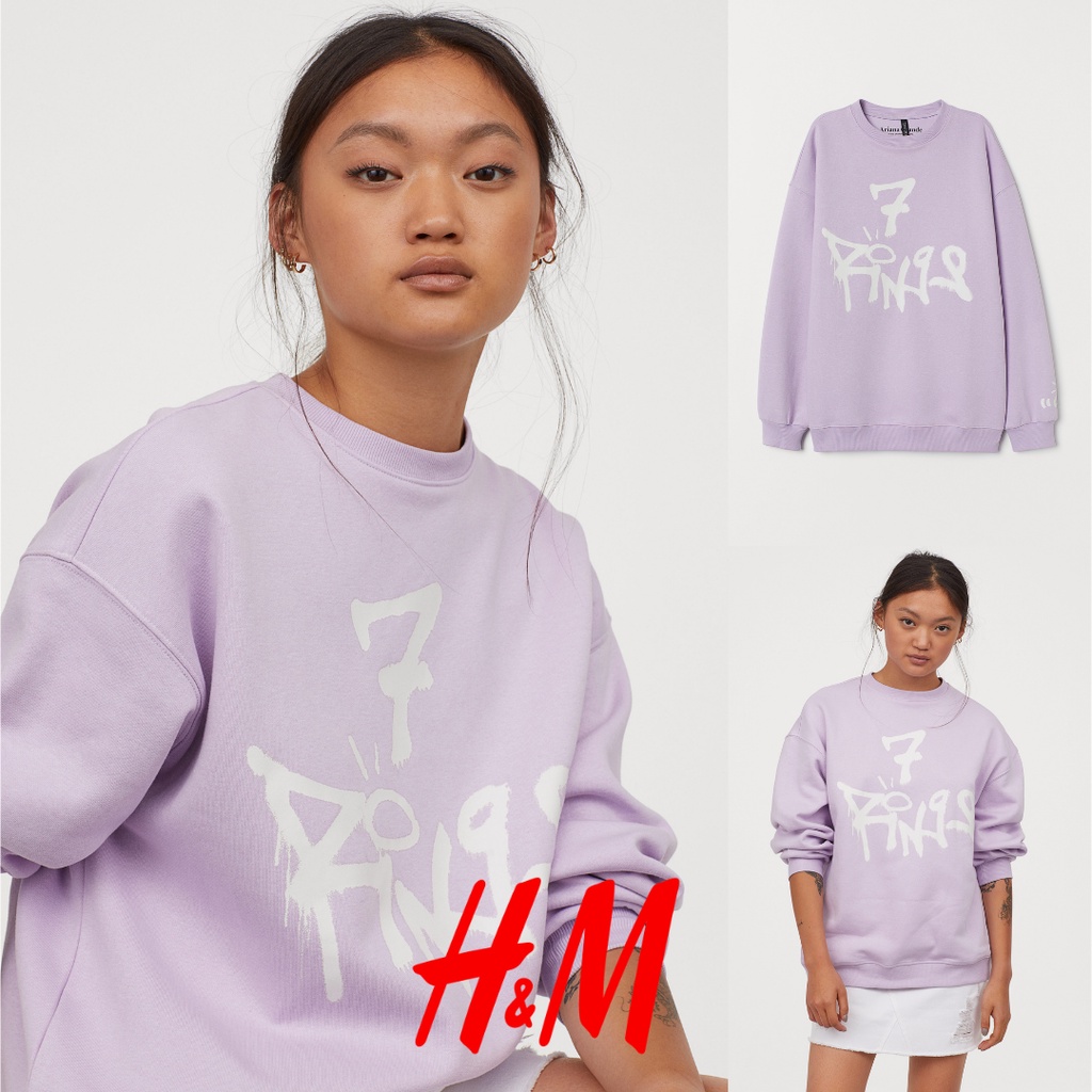 SWEATER HOODIE H&M ARIANA 7 RINGS UNGU HNM SALE CREWNECK H&M SWEATER HOODIE PRIA SWEATER OVERSIZE SW
