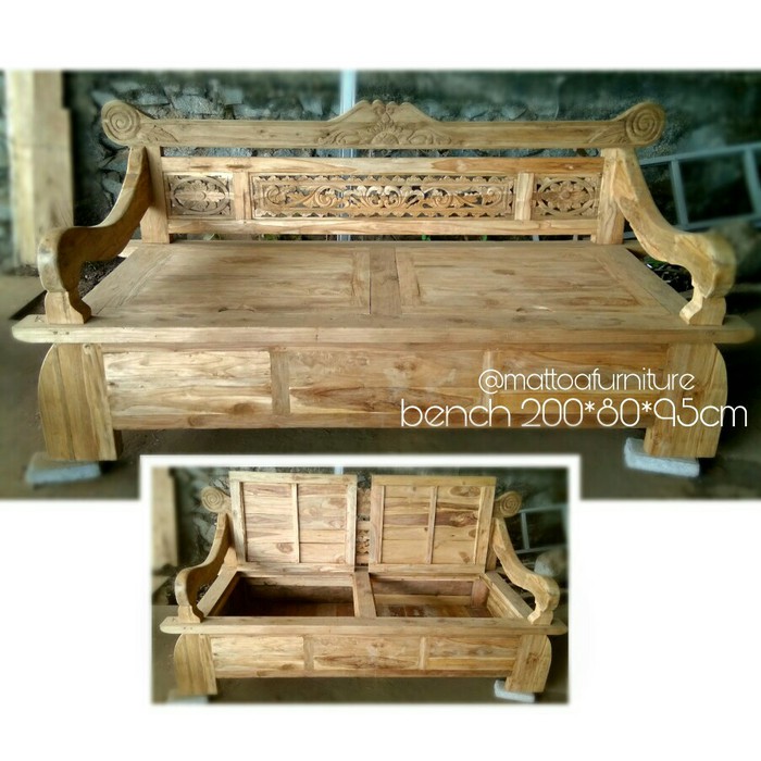 bench bangku bale risban jodang 2008095cm jati lawas  ls252