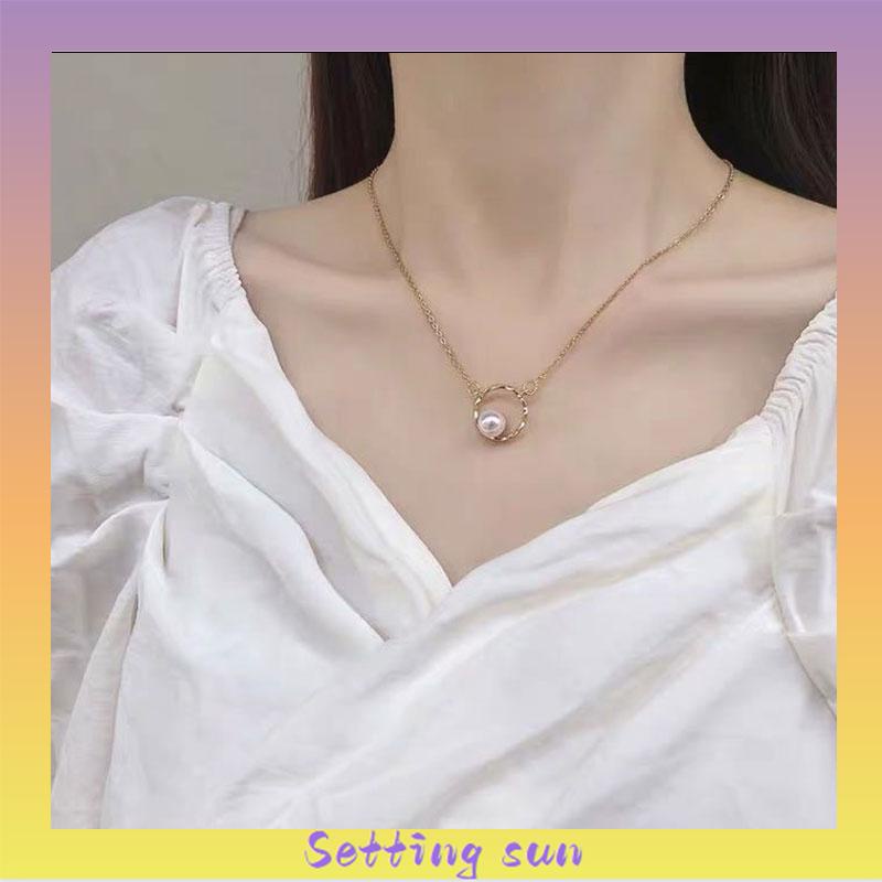 Kalung Mutiara Geometris Rantai Klavikula Sederhana Feminin TN