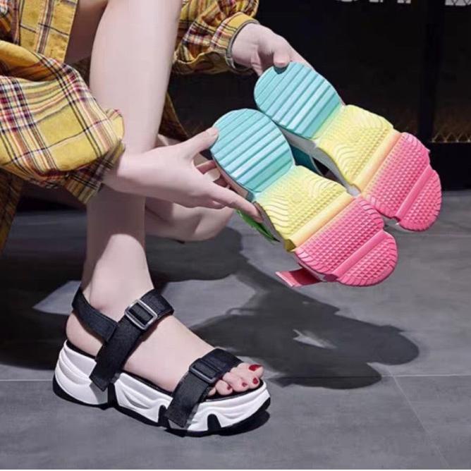 ▼ AXELINE PLATFORM WEDGES WANITA NEW RAINBOW SANDAL GUNUNG ❁