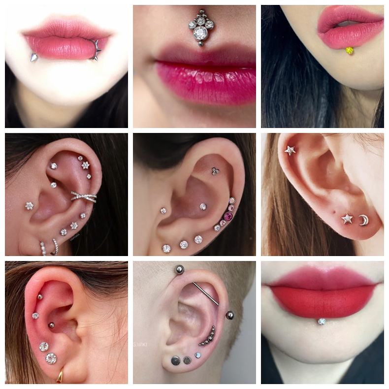 10-30Pcs/lot Stainless Steel Labret Piercing Color Crystal Lip Studs Cartilage Tragus Earrings Acrylic Helix Piercings Body Jewelry