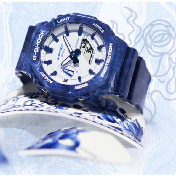 Jam Tangan Pria G-Shock Blue White Porcelain GA-2100BWP-2A