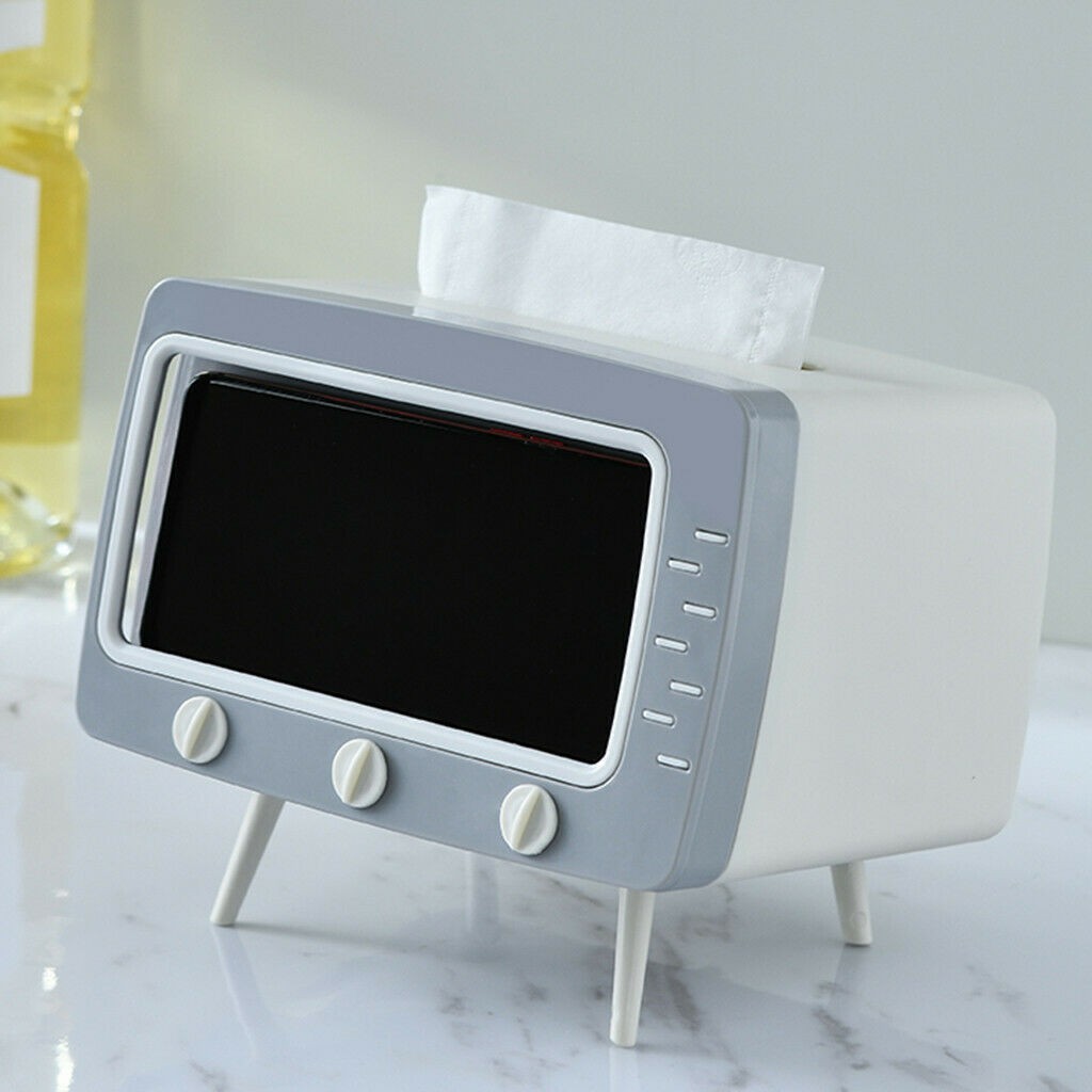 TERBARU!! Desktop TV-shaped tissue box mobile phone card slot rack Home Storage Abu