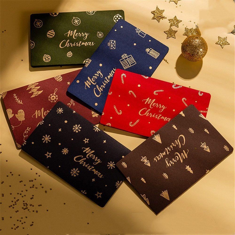 Kartu Ucapan Natal SOLIGHTER Kartu Bronzing Tahun Baru Dengan Amplop Wishing Message Card