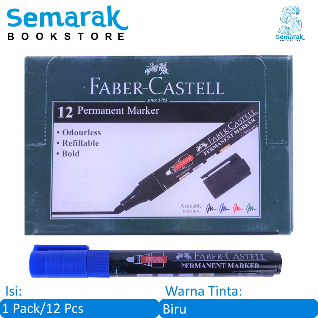 

Spidol Tidak Dapat Dihapus Faber Castell Eco Permanent Marker - Biru [1 Pack / 12 Pcs]