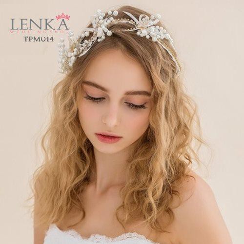 LENKA Tiara Pesta Wedding Crown Headpiece Bridesmaid Aksesoris Rambut Putih TPM014