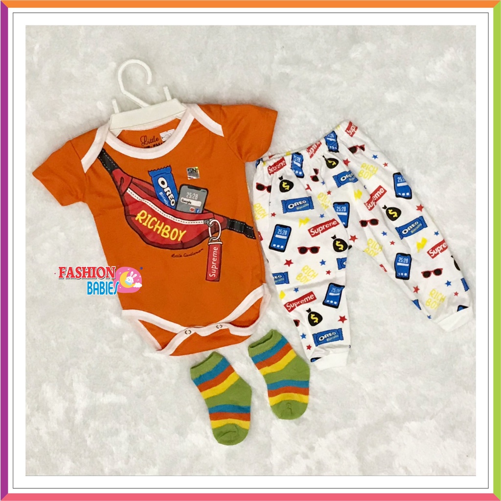 ❤ Fashionbabies ❤ SET JUMPER LEGGING KAOSKAKI 3IN1/ BABY GIFTSET / LITTLE GENTLEMEN