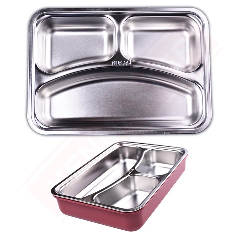 Kotak Makan 3 Sekat KM-015 / Lunch Box Stainless Steel Kenmaster