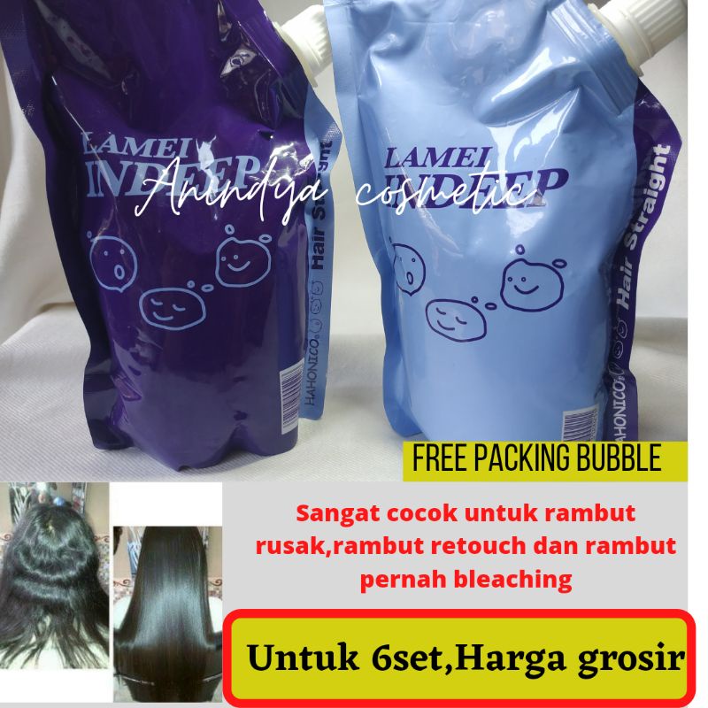 Lamei hahonico indeep smoothing rambut sensitif ion jepang pelurus sutra perawatan rambut salon