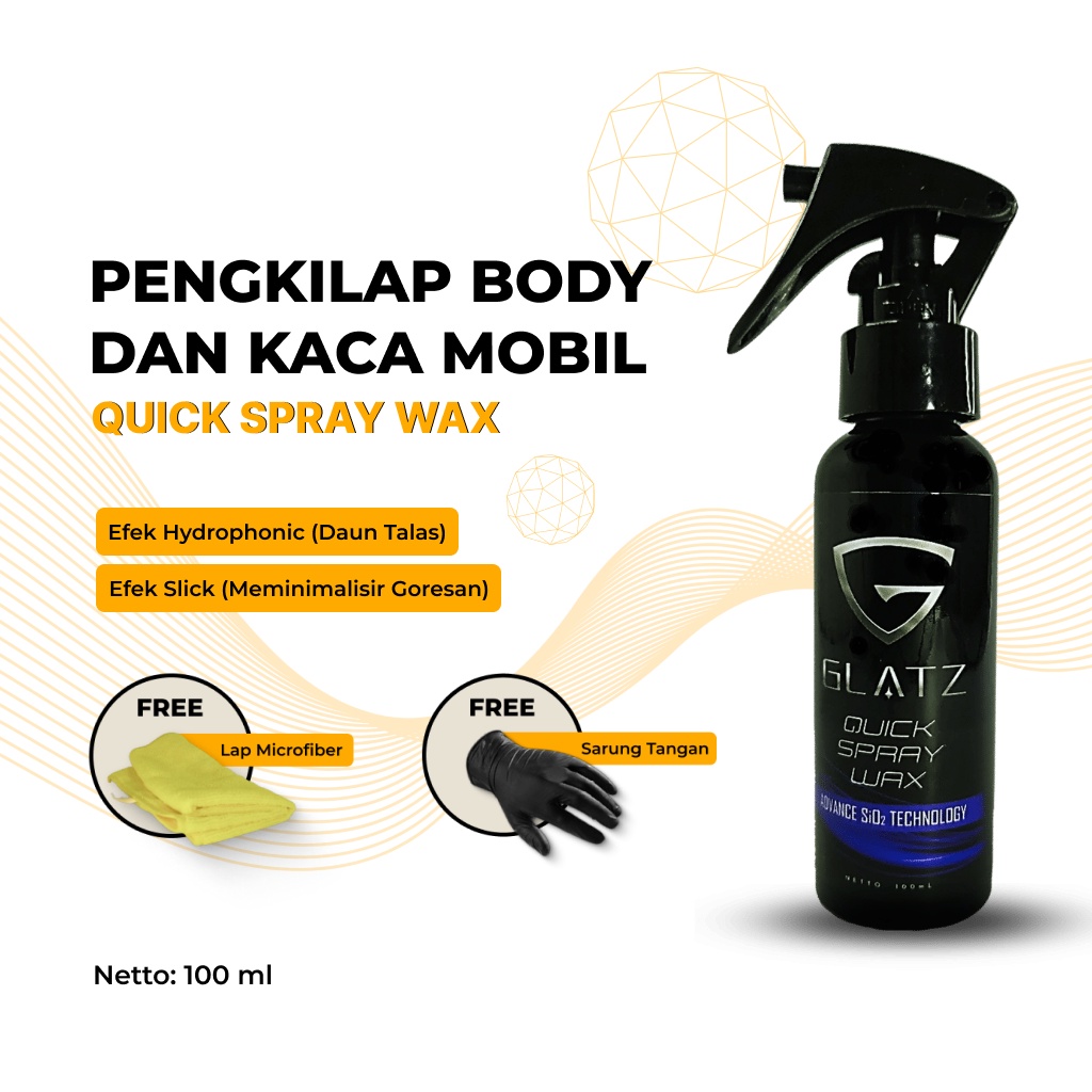 Pengkilap Bodi Mobil dan Kaca Mobil Permanent Efek Daun Talas GLATZ Quick Spray Wax