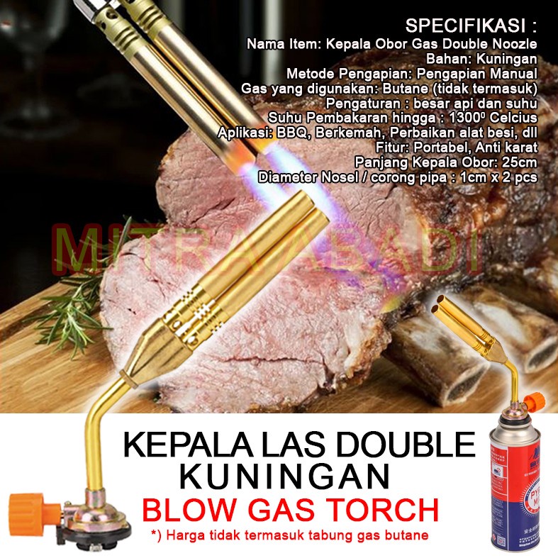 Alat Blow Gas Torch / Kepala Las Double Kuningan - Kepala Gas Pemantik