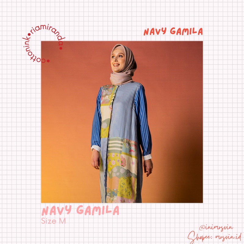 Navy Gamila Cottonink x Riamiranda | Gamila Tunik Ria Miranda x cottonink | riamiranda
