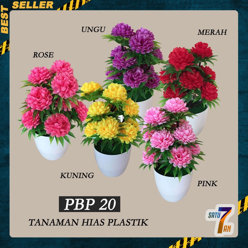 Satu7an PBP17 - PBP20 Tanaman Hias Plastik Pot Bunga Mini Artificial Flowers & Plants-2