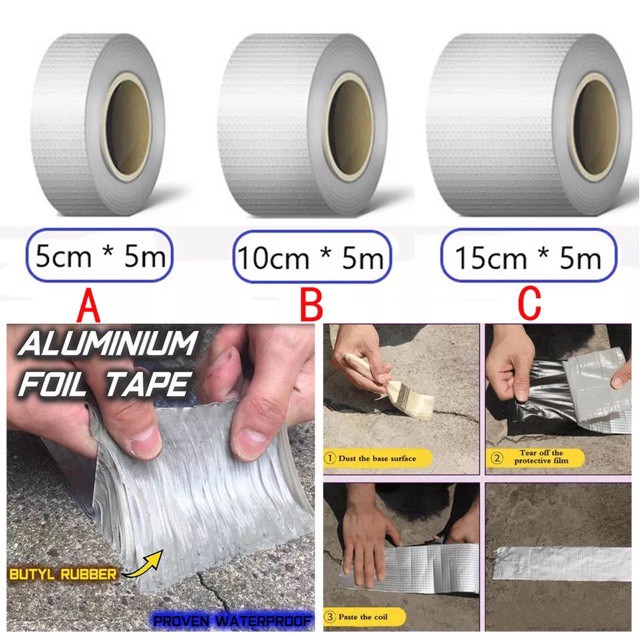 ORIGINAL LAKBAN AJAIB WATERPROOF TAPE ROOF Alumunium Foil Tahan Air Panas Anti Atap Bocor