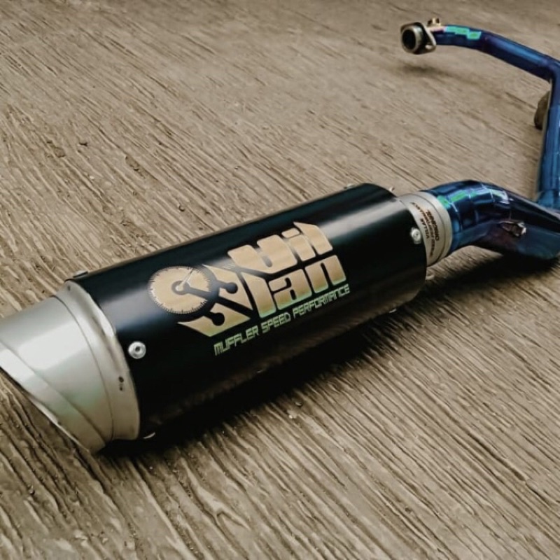 ( ORIGINAL ) KNALPOT VILLAN RUNNER1 BLACK HEADER BLUE R15 GSX150 CBR150R MT15