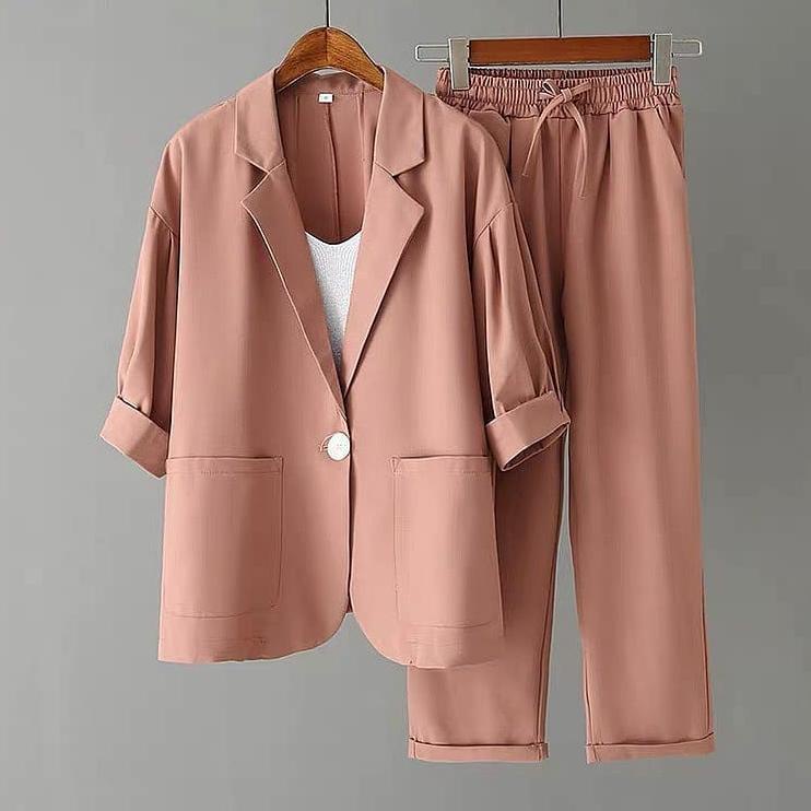 Cod - Cavarez One Set Korean Style Premium Fashion Baju Setelan Wanita Remaja 2In1 Kerja Kantoran Mu