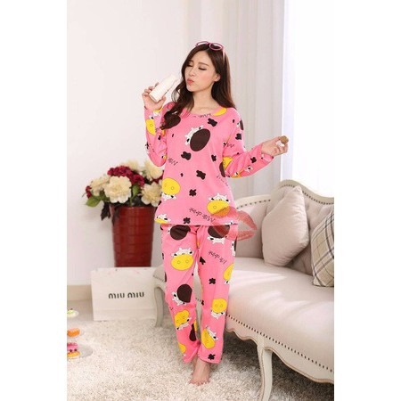 Special Promo Baju Tidur Wanita Piyama Wanita Setelan piyama Sapi Pink PALING MURAH