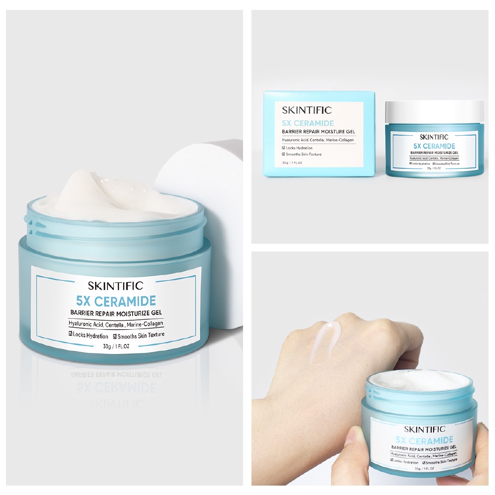 [bpom] SKINTIFIC 5X Ceramide Kit Low pH Cleanser &amp; Barrier improve Moisture Gel Kulit  Sensitif