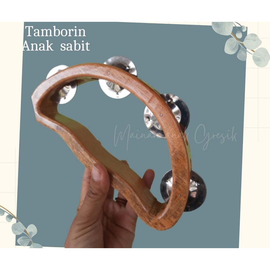 Alat Musik Mainan Anak Tamborin Kecil Kecer Kecrek Icik Icik Bahan Kayu Natural tamborin anak murah